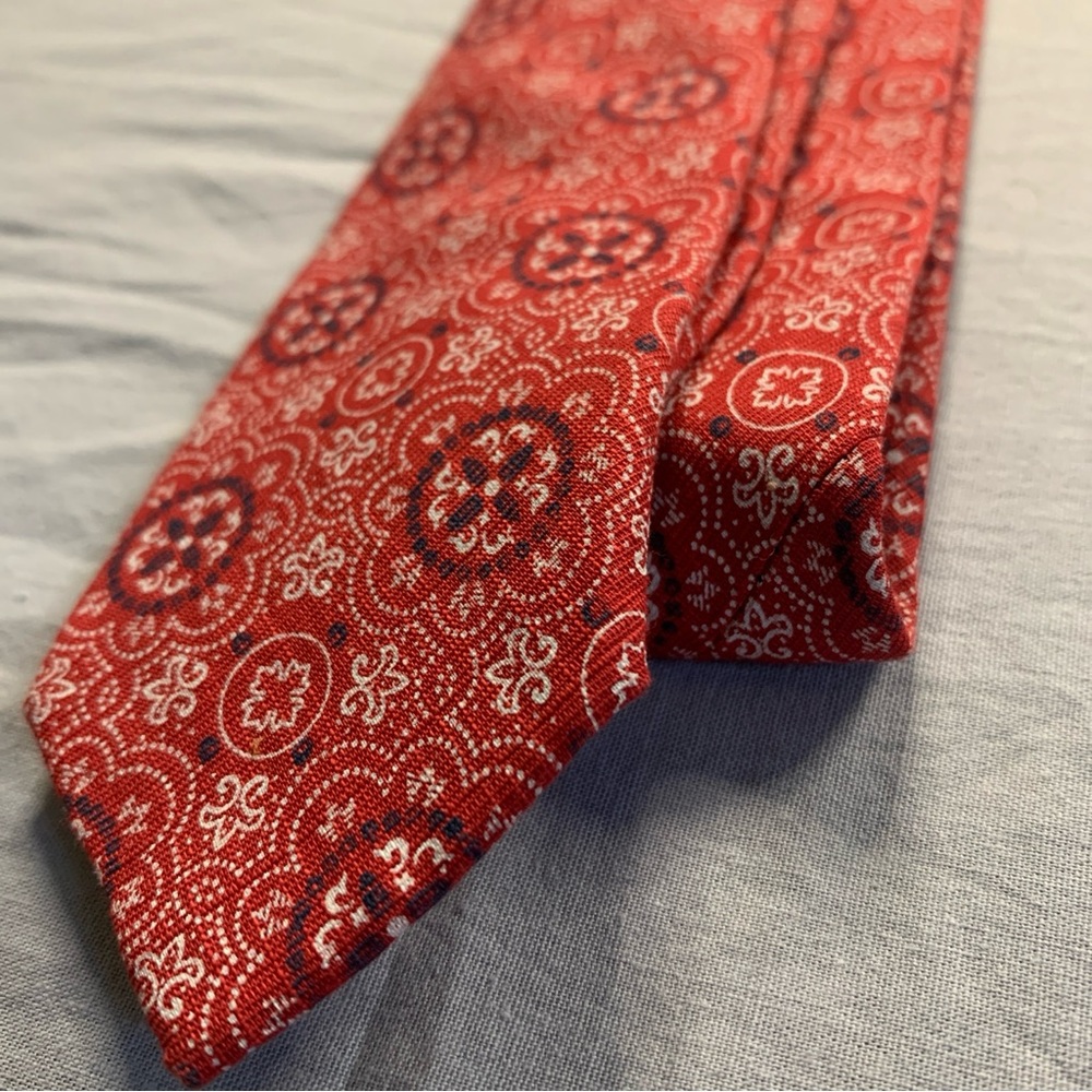 Uniqlo Tie PE Intricate Red And White Men's Pattern Designer Necktie
